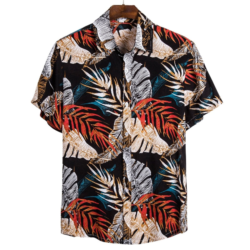 Men's Hawaiian Polyester Summer Short Sleeve Shirt Tropical Leaf 3D Pattern Printing Beach Male Shirts Casual Blouse For Men 5xl