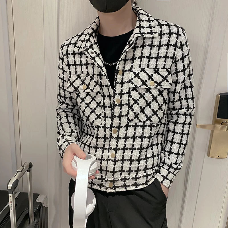 saferido New Style Men Spring High Quality Plaid Casual Jackets/Male Slim Fit Fashion Autumn Lapel Plaid Coat S-3XL