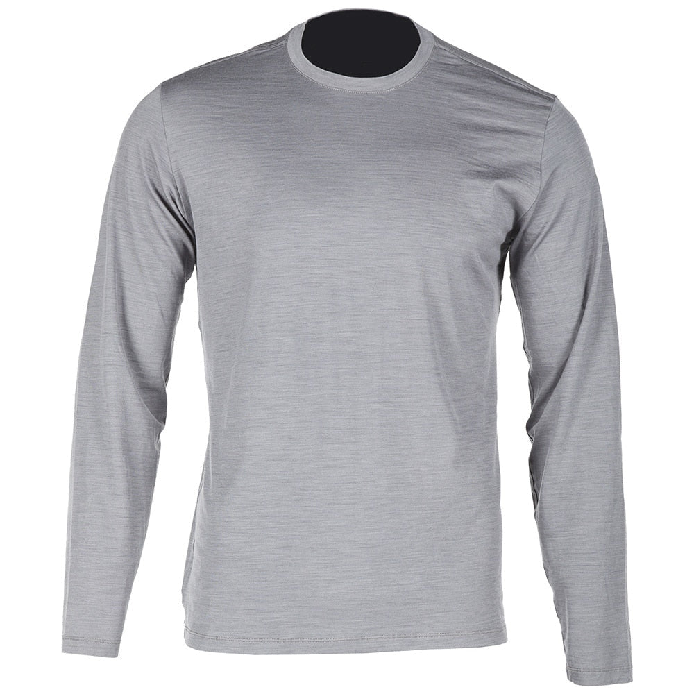 Men's 100% Merino Wool Thermal long sleeve T Shirt Base Laye Merino Wool Shirt 250g Wicking Breathable Anti-Odor