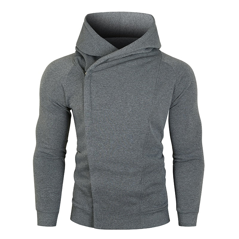 Men's Hoodie One Piece Sweatshirt Diagonal Zipper Korean Fashion Streetwear Hood Sweatshirt Men's T-Shirt Plush for warmth