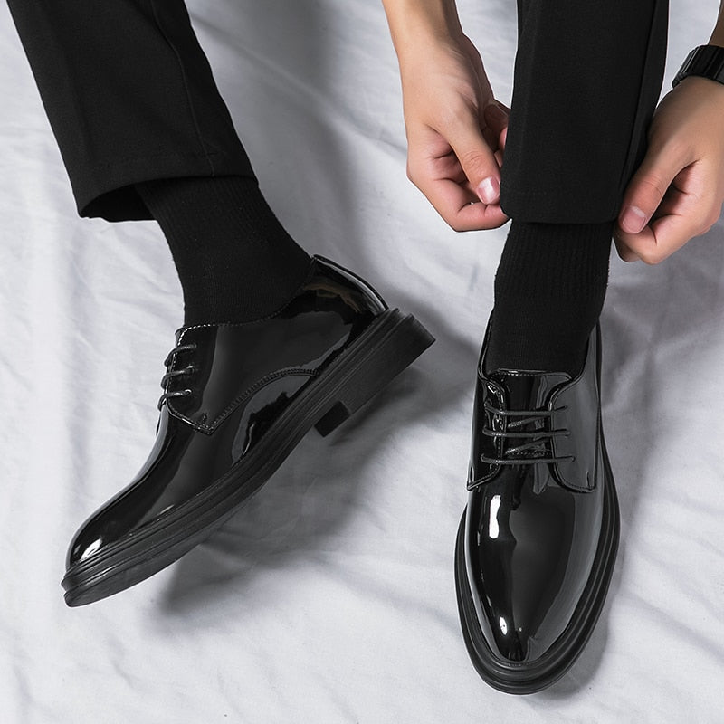 Italian Dress Shoes Leather Fashion for Men Pointed FormalShoes Men Formal Office Spring Party Luxury Mirror Oxford Shoes