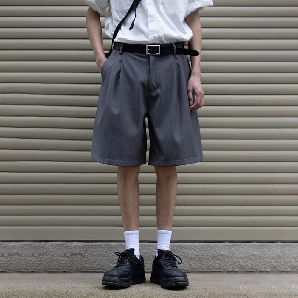 saferido Mens Suit Shorts Summer Fashion Korean Version Solid Color Drape Five-Point Pants Popular Casual Trend Loose Street Y2k Shorts