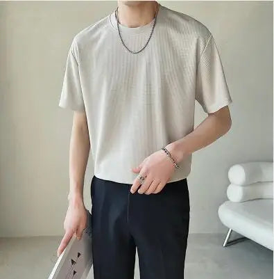 saferido Summer Men's High-grade Fabric Solid Color Tshirts Short Sleeve 8 Color British Style T-shirt Clothes Round Neck T Shirts