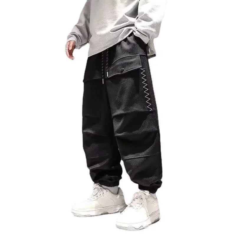 saferido Korean Cargo Pants Men Japanese Streetwear Oversize Sweatpants Harajuku Casual Joggers Kpop Trendy Trousers Hip Hop