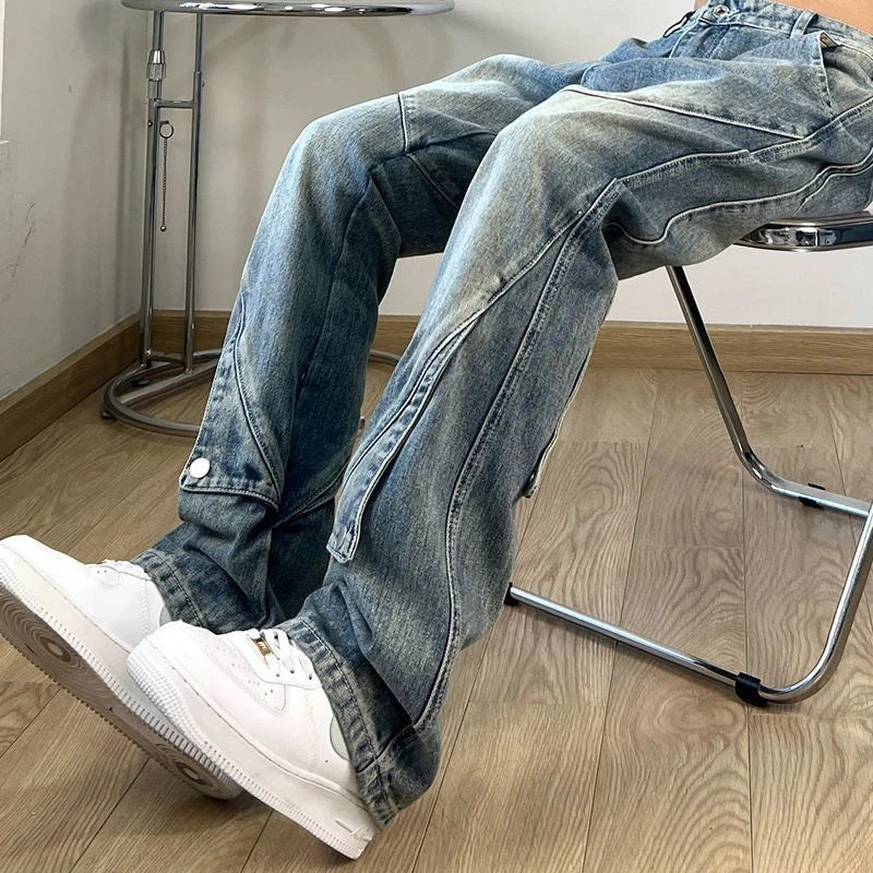 Trousers Light Blue Flared Male Cowboy Pants Straight Jeans for Men Bootcut Harajuku New in High Quality Designer Fashion