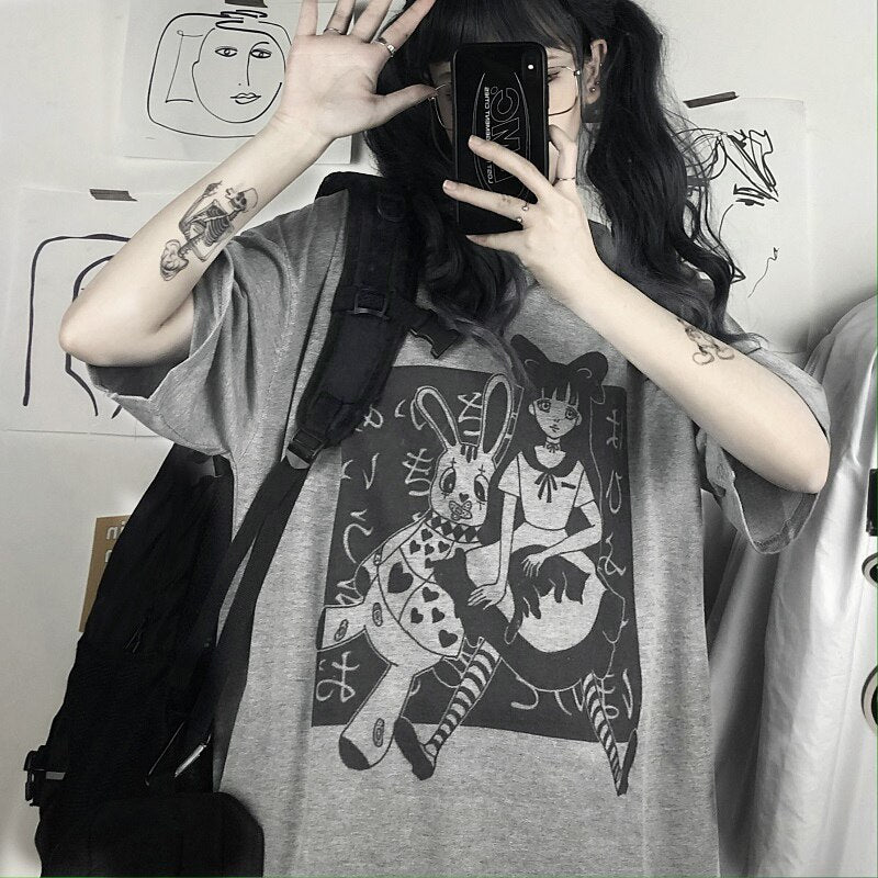 T-shirt for Men Summer Cross of Thorns Suitcase Men's T-shirts Long-sleeved Dark Hip-hop Men's oversize t-shirt Y2k T Shirt