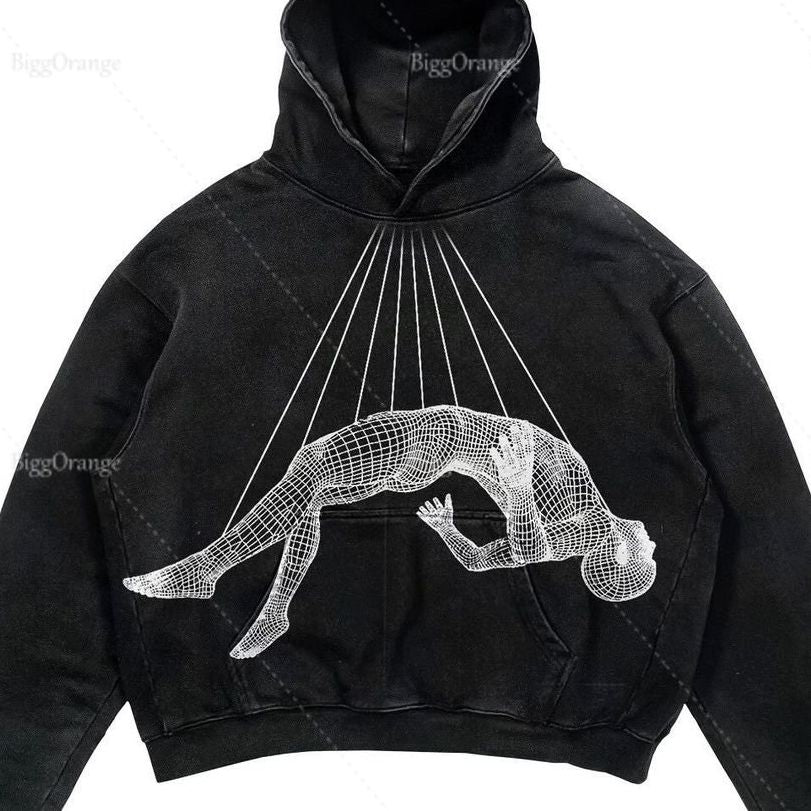 Gothic Print Hoodie Ladies High Street Harajuku Retro Hip Hop Sweatshirt Men Casual Y2k Hoodie Clothes Tops