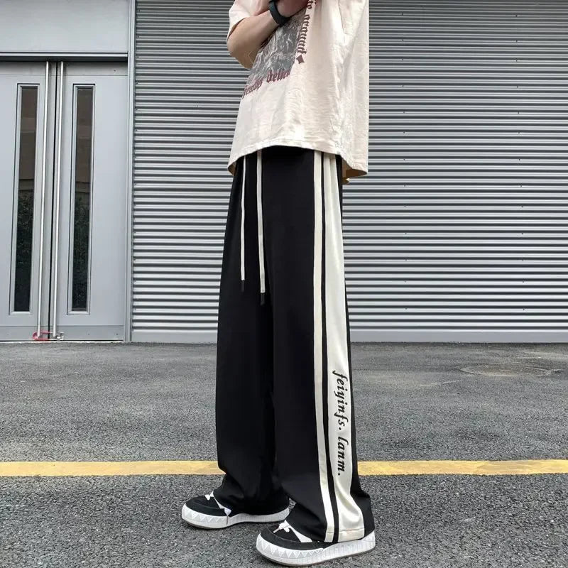 saferido Man Sports Pants Thin Trousers Striped Straight Summer Xxxl Loose Sport Korean Popular Clothes Y2k Baggy Gym Sweatpants for Men
