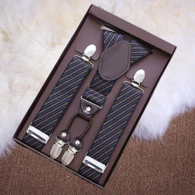 saferido Retro British Style Men's Stretch Pants Strap Clip Suit Pants Casual Suspenders Clip Fashion Exquisite Stretch Suspender Clip