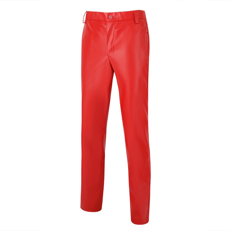 Brand Men Leather Pants Skinny Fit Elastic Style Fashion PU Leather Trousers Motorcycle Pants Thin Streetwear
