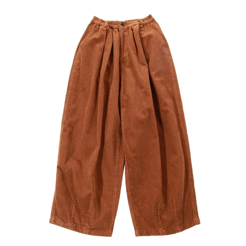 saferido Men Pants Casual Retro Harajuku Ins Fashion Trousers New High Street Baggy Wide-leg Pants All-match Corduroy Unisex Pantalones
