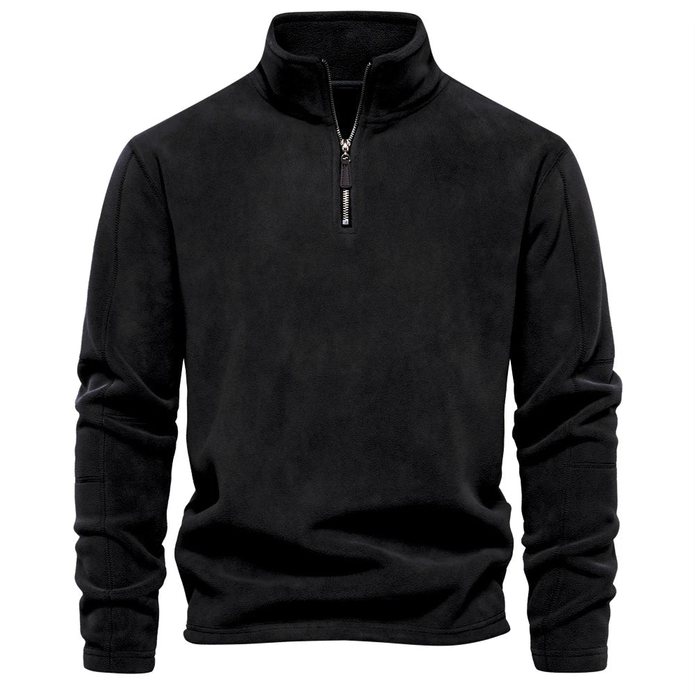 Men's Windbreaker Jackets For Men Fall Winter Warm Fleece Tops Men Sweatshirts Casual Pullover Fashion Solid Color Sweatshirt