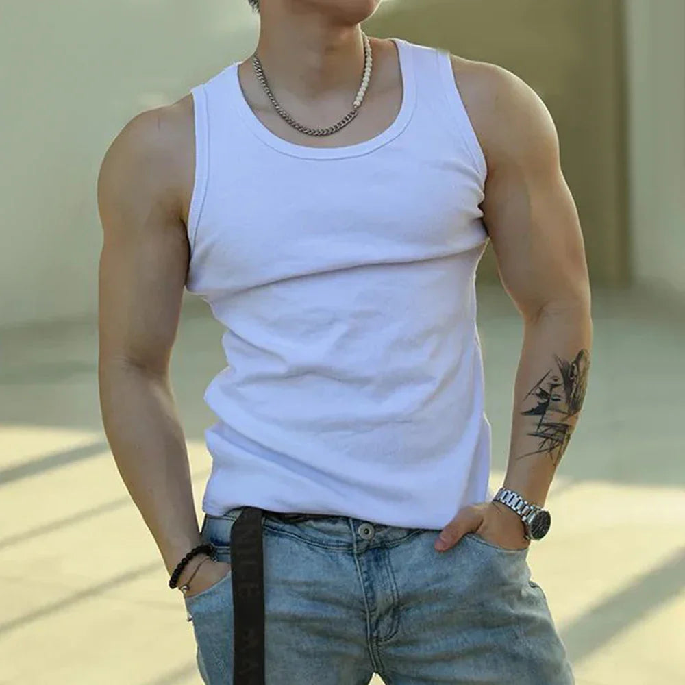saferido Mens Sexy Shaping Sports Fitness Casual Cotton Vest 2024 New Genderless American Street Elastic Slim Solid Color Tank Top Unisex