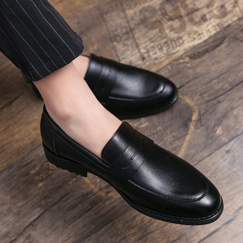 saferido Evening Dress Men Shoes High Quality Black New Stylish Design Slip-on Shoes Casual Formal Office Leather Shoes Luxury Career