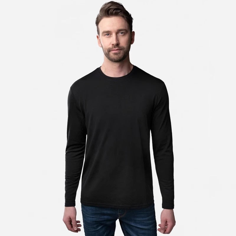 Men's 100% Merino Wool Thermal long sleeve T Shirt Base Laye Merino Wool Shirt 250g Wicking Breathable Anti-Odor