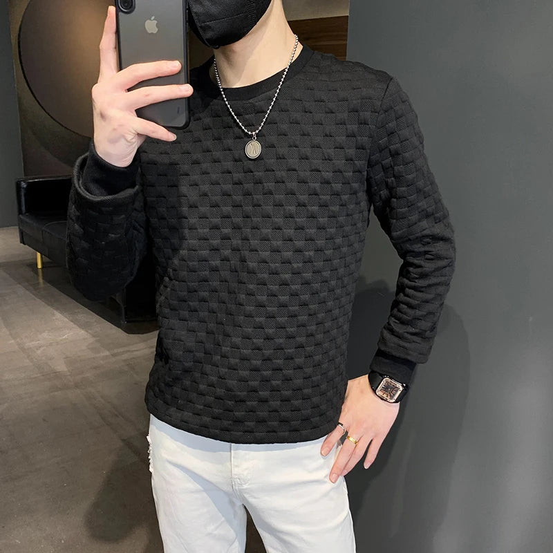 saferido Male Spring Autumn Round Collar Loose Long sleeve Hoodies /Male Slim Fit High-Grade Sweatshirts Basis Tops Streetwear S-3XL
