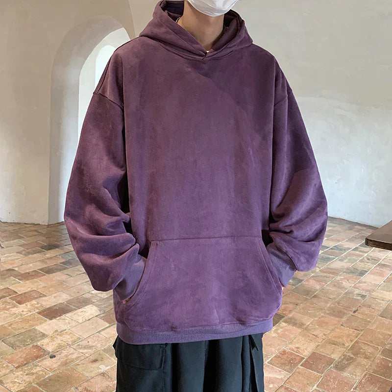 saferido Autumn New Solid Hoodie Men Harajuku Fashion Casual Oversized Hoodies Couples Loose Hooded Streetwear Sweatshirt 5XL