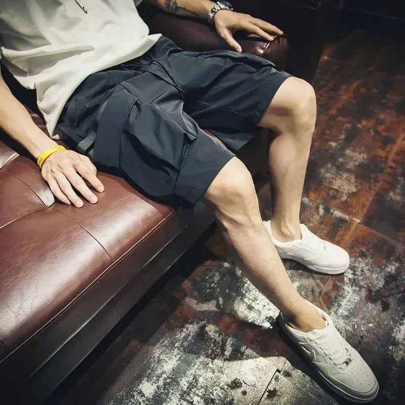 Mens Cargo Shorts Wide Loose Elastic Waist Short Pants for Men Baggy with Draw String Fashion Popular Streetwear Beautiful