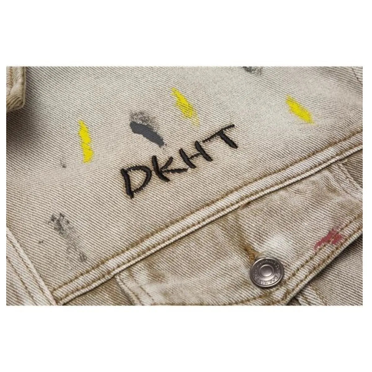 saferido Hip Hop Men's Washable Old Denim Clothes Vintage Embroidered Denim Jackets Speckled Oversize Loose Coat Men's Spring and Autumn