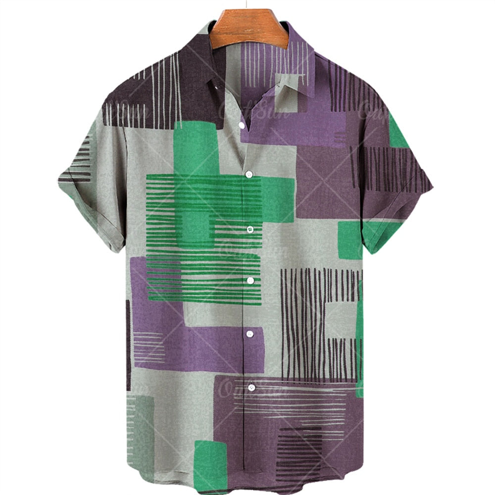 Male Shirt Oversized Plaid Floral Short Sleeve Tops Summer Casual Holiday Buttons Social Luxury Clothing Men Hawaii Shirts 5XL