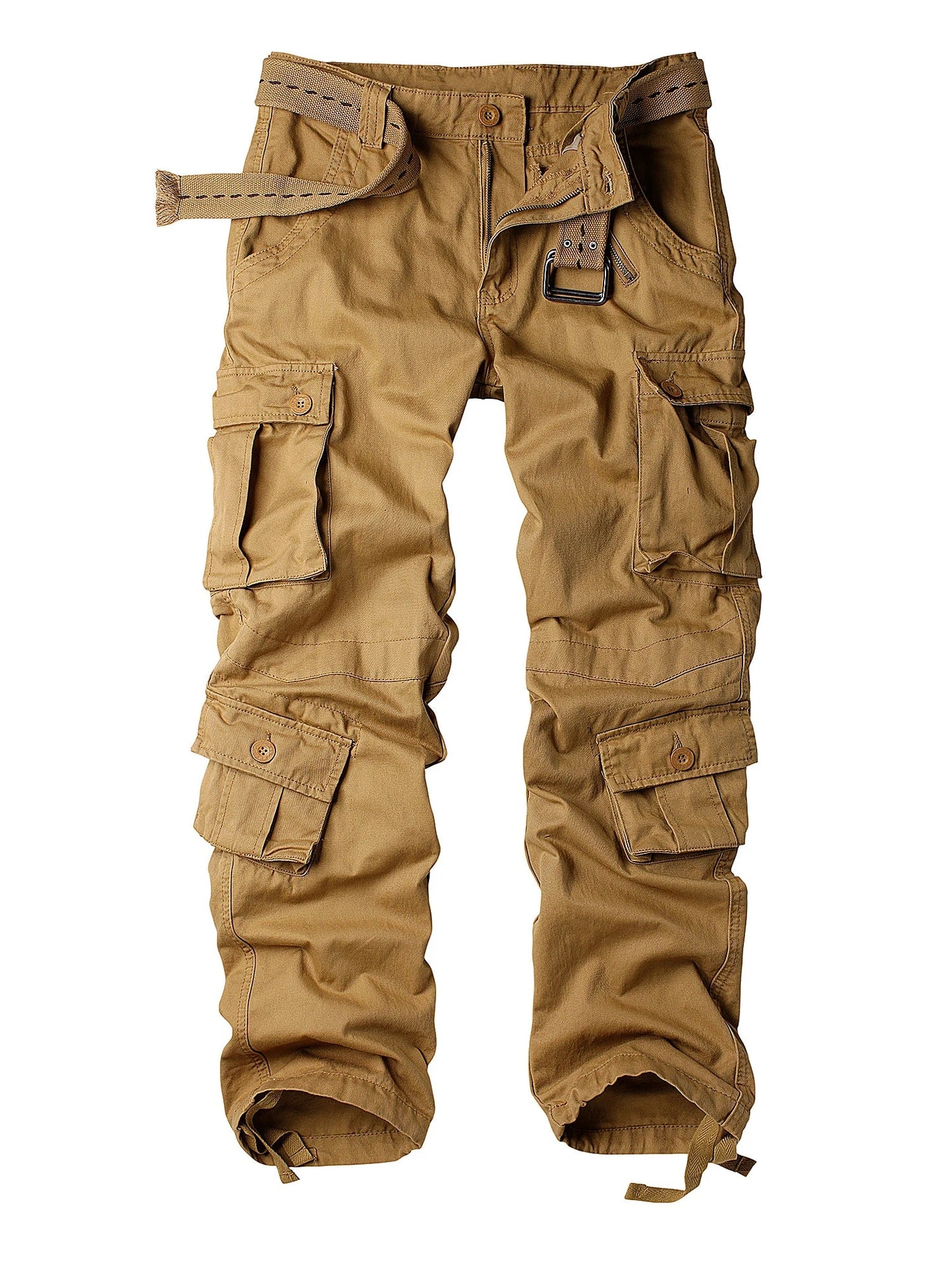 Men's Casual Cargo Pants Military Army Camo Pants Combat Work Pants with 8 Pockets(No Belt)