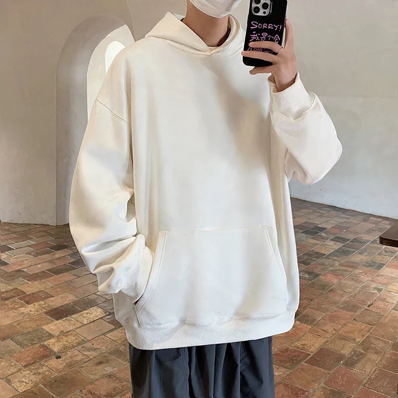 saferido Autumn New Solid Hoodie Men Harajuku Fashion Casual Oversized Hoodies Couples Loose Hooded Streetwear Sweatshirt 5XL
