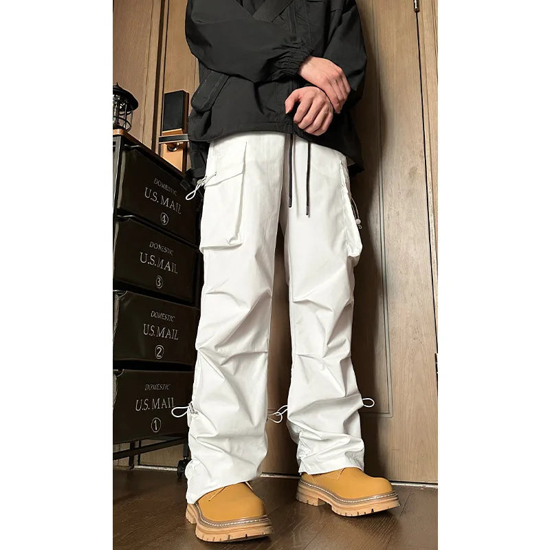 saferido New Joggers Cargo Pants Men Korean Style Casual Pants Fashion Harem Pants Multi-Pocket Ribbons Trousers Male Oversize Sweatpants
