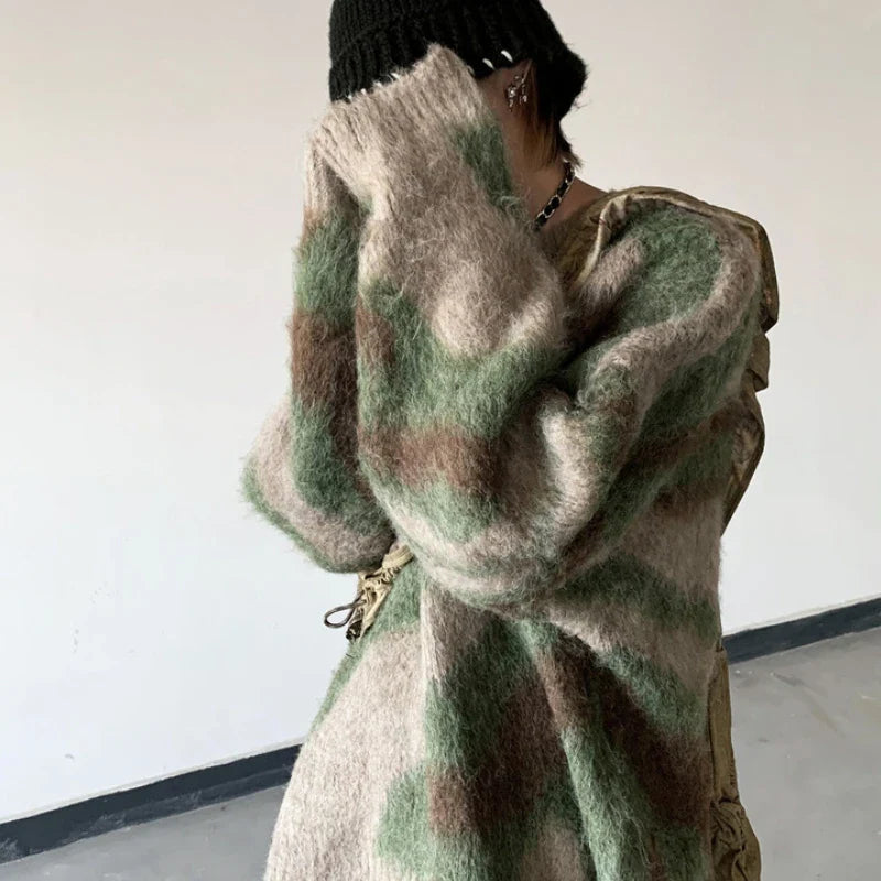 saferido Autumn New Harajuku Vintage Sweater Pullover Men Loose Hip Hop Sweater Knitwear Jumper Casual Color Supple Jumper Men