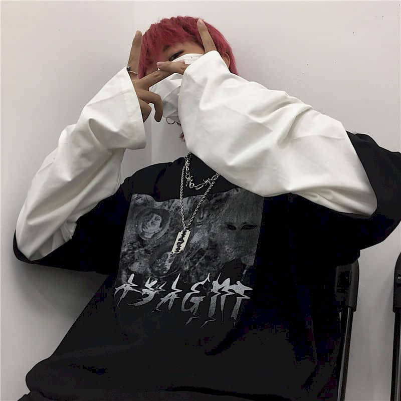 T-shirt for Men Summer Cross of Thorns Suitcase Men's T-shirts Long-sleeved Dark Hip-hop Men's oversize t-shirt Y2k T Shirt