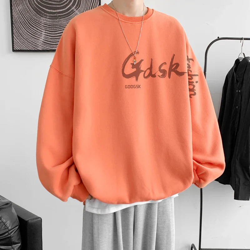 saferido Men's Multicolor 15 Color Sweatshirt Loose Large Size 5XL Personalized Printed Korean Street Tops Funky Casual Round Neck Tops