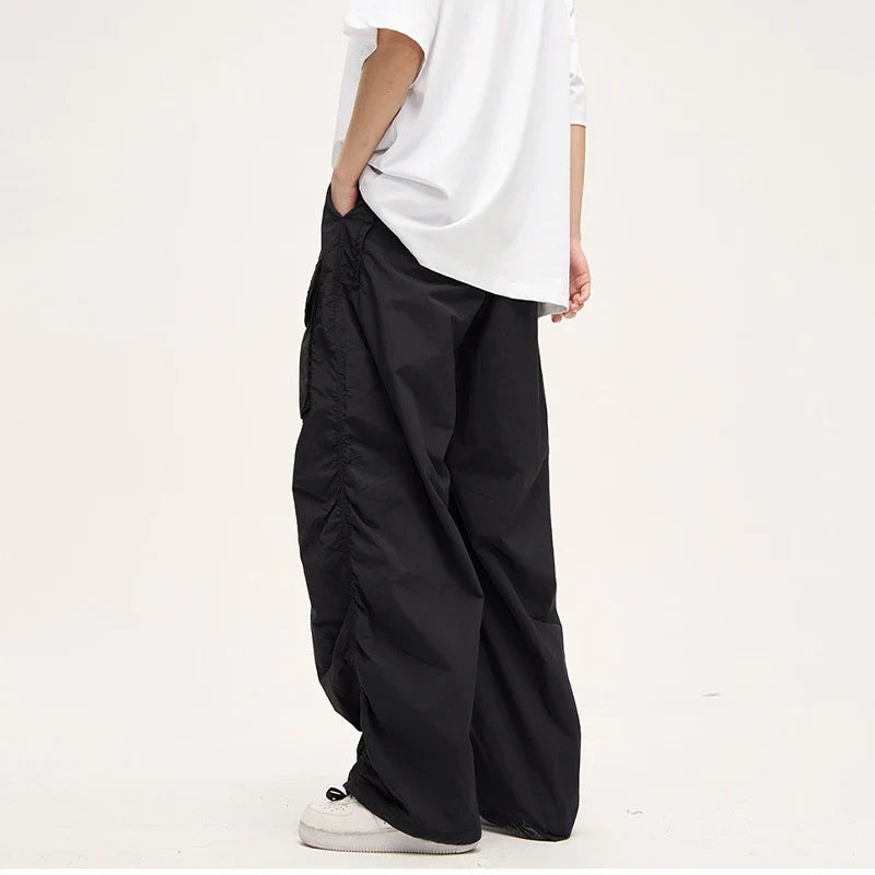 saferido Parachute Cargo Pants Men Oversize Cargo Trousers Male Y2K Sweatpants Men High Waist Japanese Streetwear Hip Hop