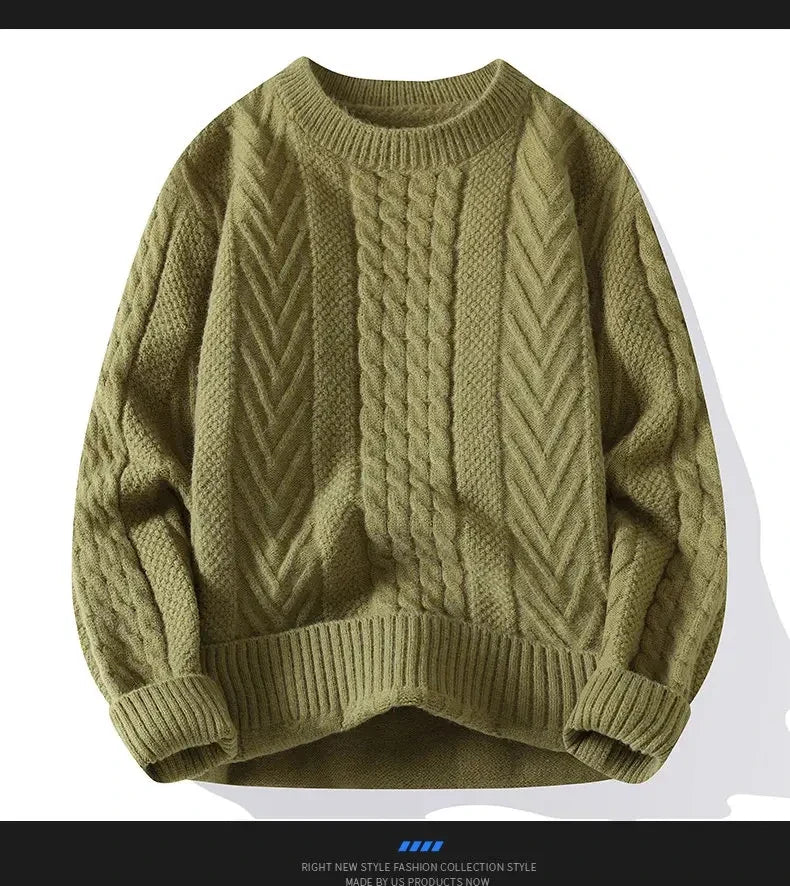 Men White O-Collar Sweaters Clothes Winter Vintage Sweater Men Coats Solid Striped Pullover Mens Turtleneck Autumn New 4XL-M