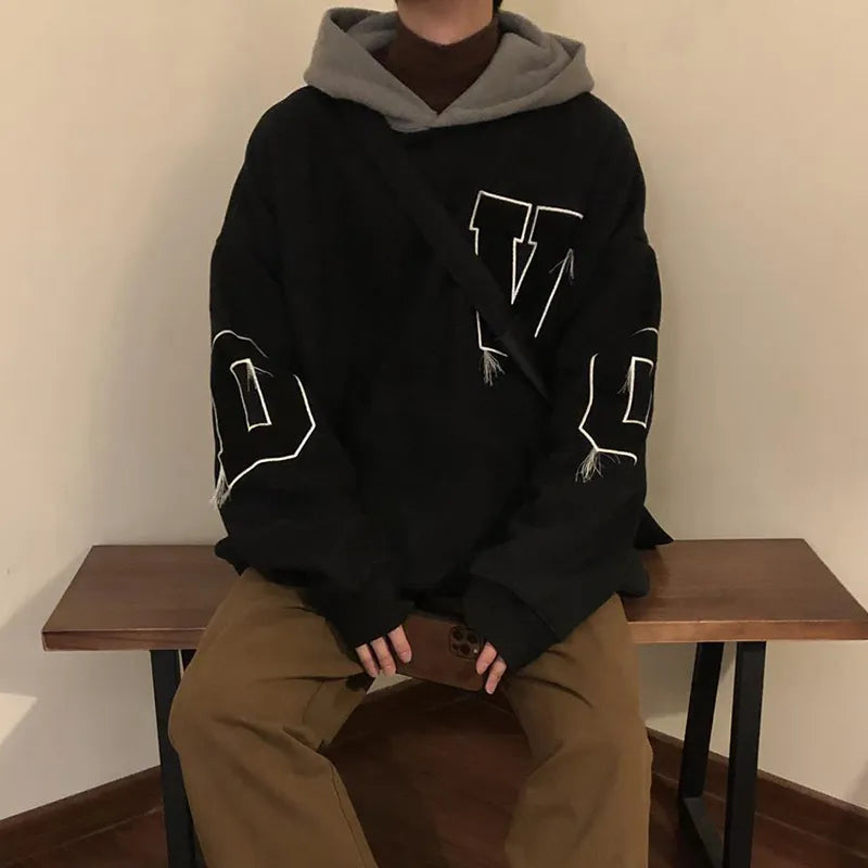 Harajuku American Vintage Men Retro Hoodies Autumn Casual Oversize Fleece Hooded Sweatshirt INS Men Women Streetwear Hoodie
