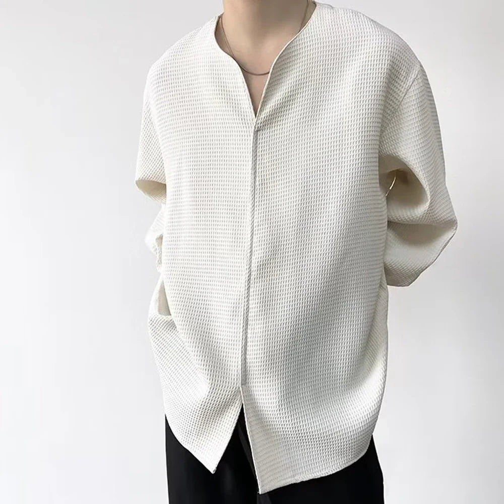 saferido Mens Harajuku Irregular Shirt 2024 Spring New Fashion Goth Handsome Loose Oversized Lapel Fashion Long Sleeve Cloak Unisex