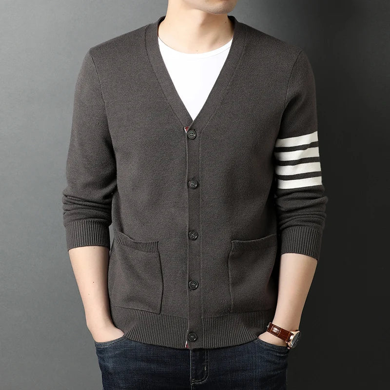 saferido Top Grade New Autum Winter Brand Fashion Knitted Men Cardigan Sweater Black Korean Casual Coats Jacket Mens Clothing M-3XL