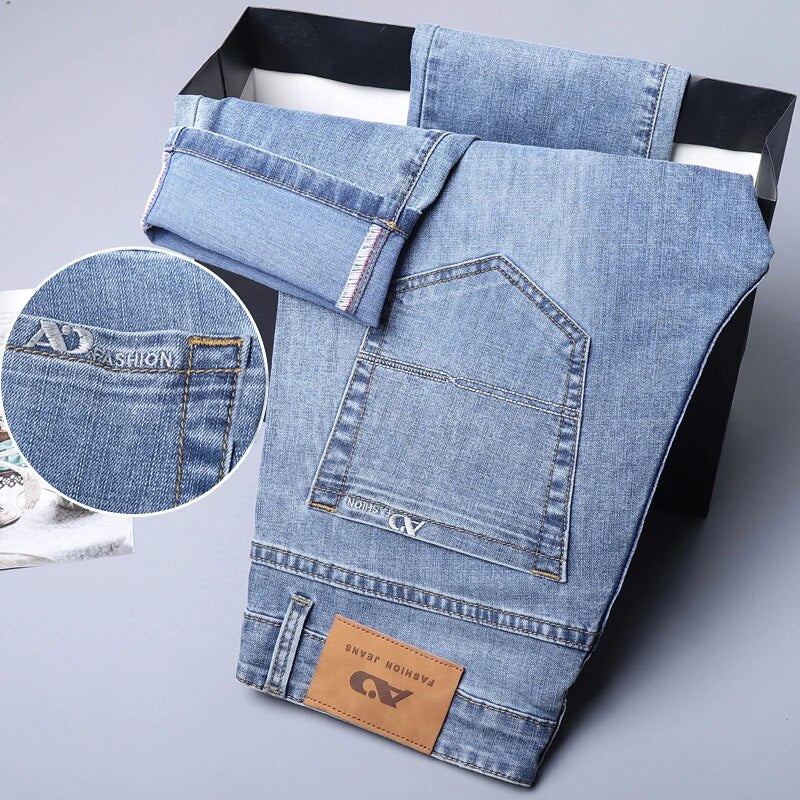 Autumn WInter Thick or Thin Materail Men's Luxury Clothing Classic Style Men Jeans Business Stretch Denim Male Trousers