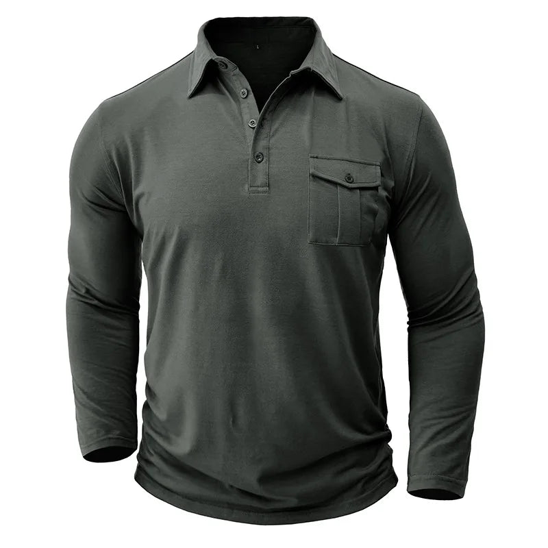 saferido New Spring Autumn Polo Shirt Men Solid Color Turn Down Collar Casual Tops Tees Mens Long Sleeve Polos Tops 60% Cotton Tshirt Man