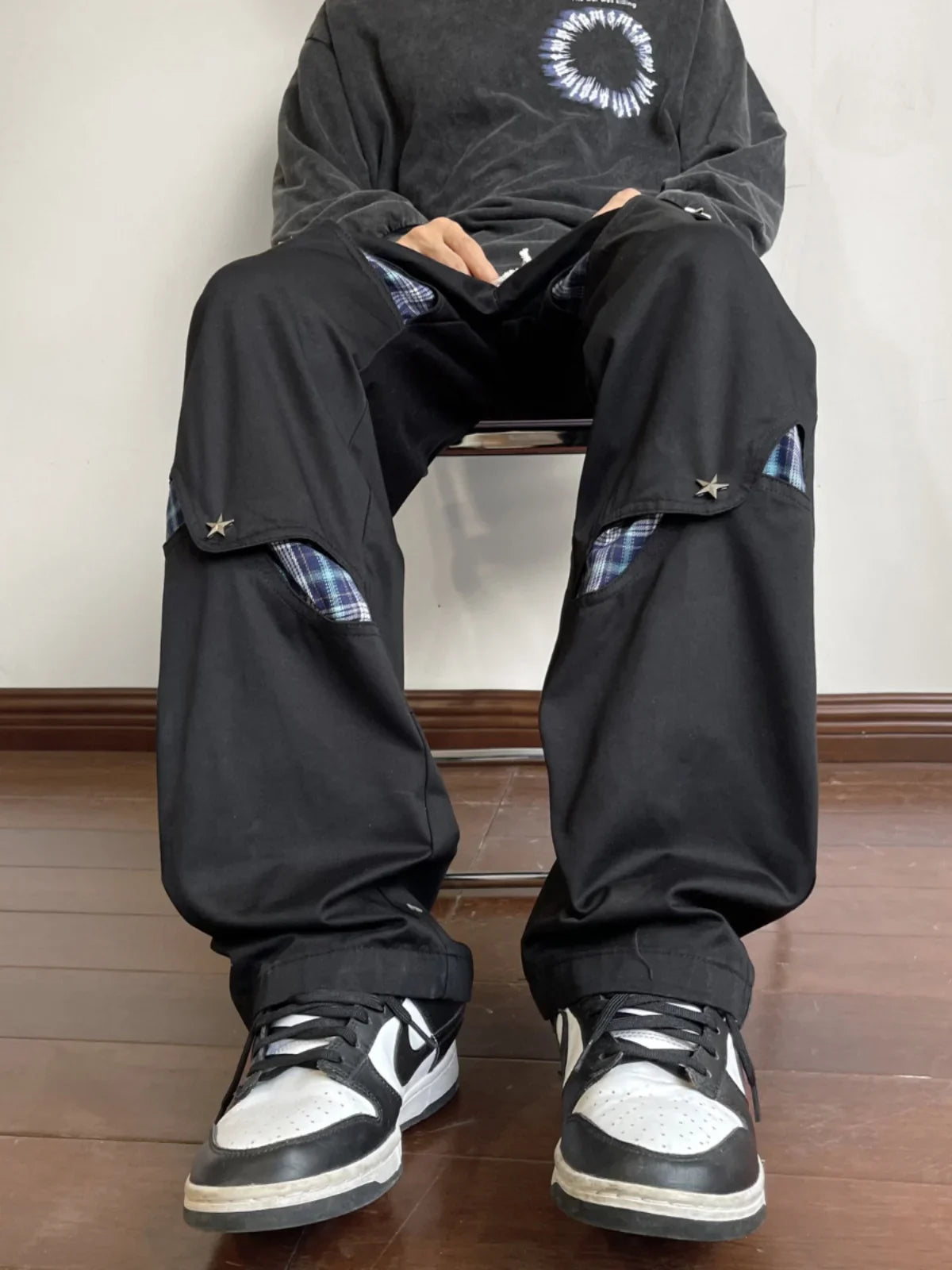 saferido American High Street Workwear Pants for Men's Hollow Out Casual Pants Autumn Fashion men trousers