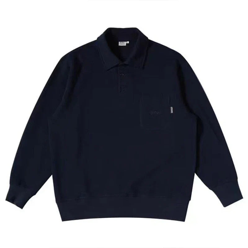 Autumn Clothing Men's Leisure Cotton Long Sleeve Polo Shirt Light Luxury Solid Color Texture Lapel Loose Leisure T-Shirt M-3XL