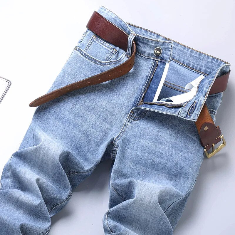 Autumn WInter Thick or Thin Materail Men's Luxury Clothing Classic Style Men Jeans Business Stretch Denim Male Trousers
