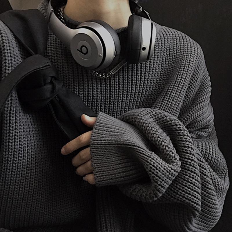 Autumn New Men's Lop-up Hollow Sweater Unisex Solid Color Wool Sweaters Winter Fashion Knitted Pullovers Male Brand Clothes