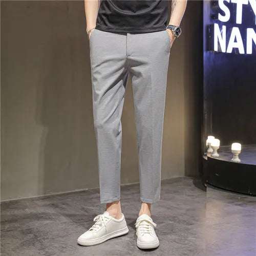 saferido British Style Summer Thin Business Dress Suit Pants Men Clothing Slim Fit Casual Office Trousers Formal Plus Size 28-38