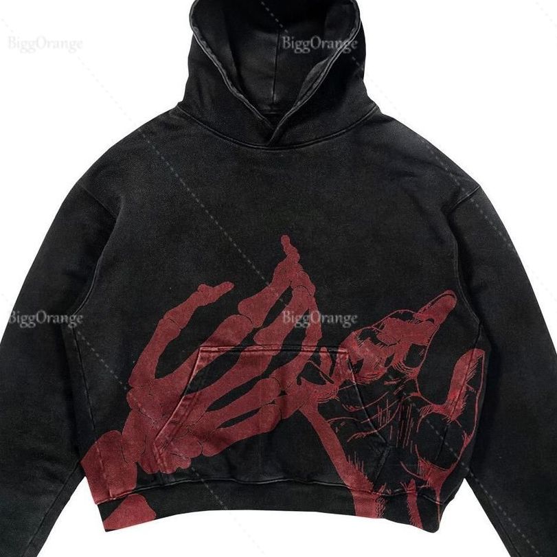Gothic Print Hoodie Ladies High Street Harajuku Retro Hip Hop Sweatshirt Men Casual Y2k Hoodie Clothes Tops