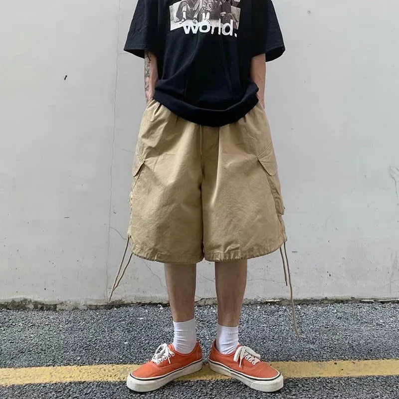 saferido Summer Mens Cargo Shorts Loose Hip Hop Harajuku Straight Streetwear Bermuda Masculina