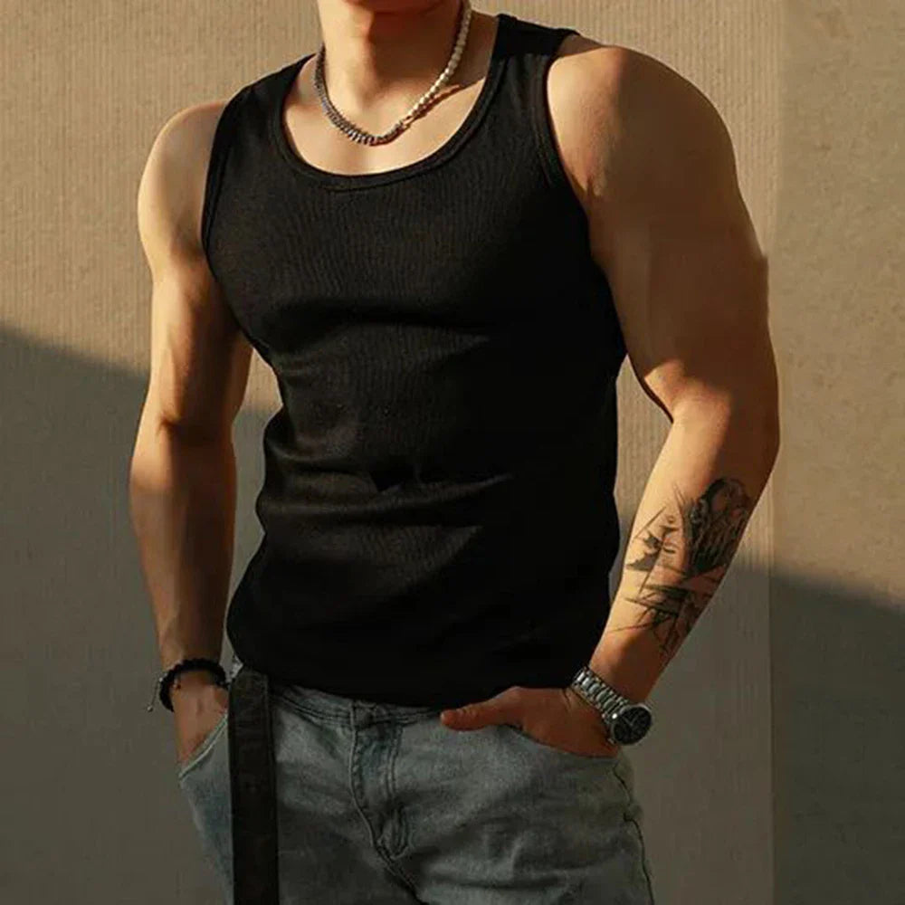 saferido Mens Sexy Shaping Sports Fitness Casual Cotton Vest 2024 New Genderless American Street Elastic Slim Solid Color Tank Top Unisex