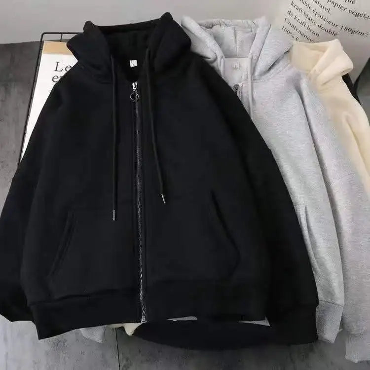 American new Sweatshirt Zip Hoodies Y2k Streetwear Loose Vintage Clothes Top Harajuku Jacket Casual Gothic Oversized Cartoon Top