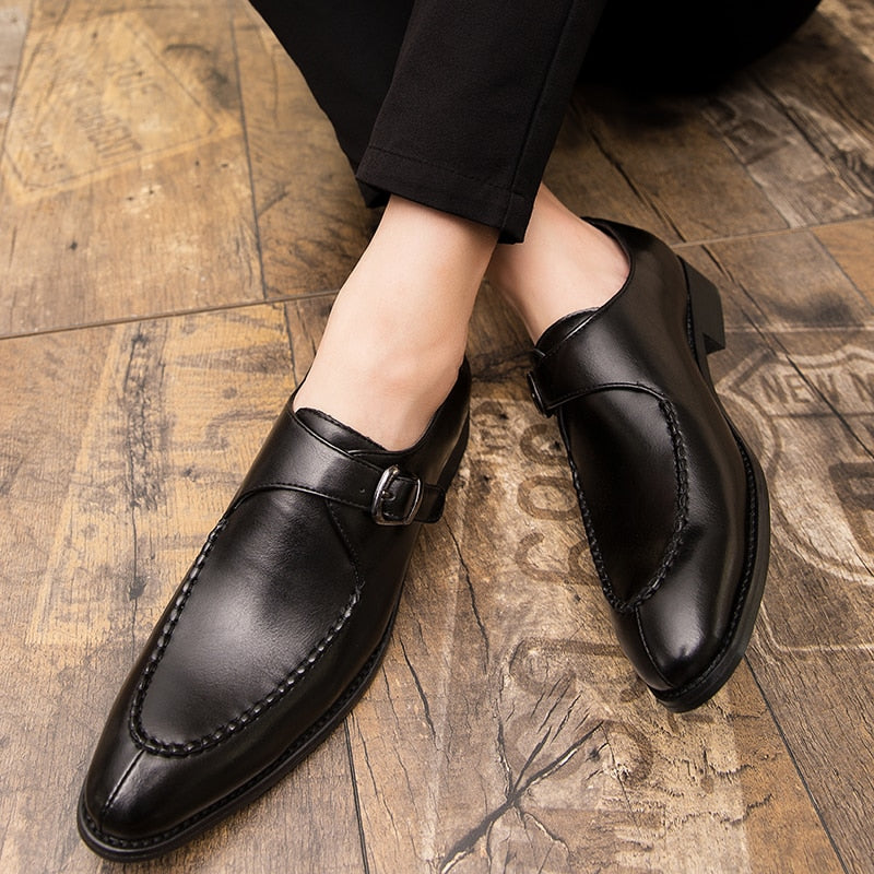saferido Men Leather Shoes Fashion Luxury Wedding Shoes Mens Loafers Moccasins Driving Walking Shoes for Men Party Classic Buckle Busines