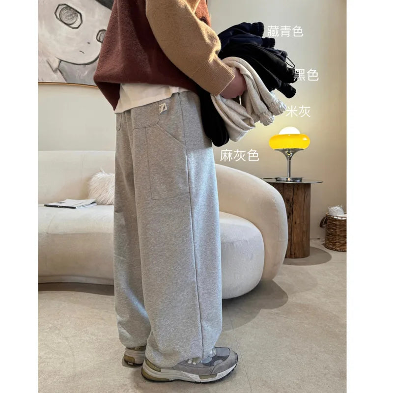 saferido Winter Plush Pants Men Warm Oversized Wide Leg Pants Men Streetwear Korean Loose Thick Sports Pants Mens Joggers Trousers S-XL