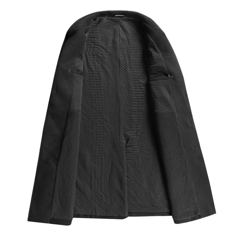 Autumn and Winter New Men's Woolen Woolen Coat Lengthened European Plus Size Korean Version Slim Plus Velvet Thick Coat Coat