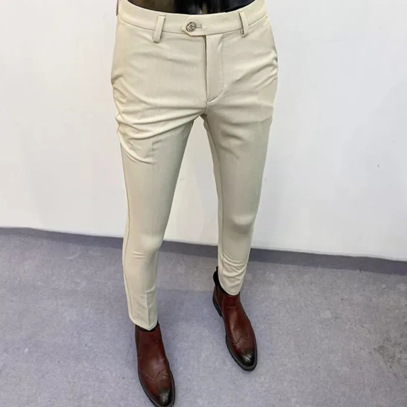 saferido Spring/Summer New Suit Pant Mens Korean Slim Business Formal Pants Black Beige Men Office Work Men Trousers